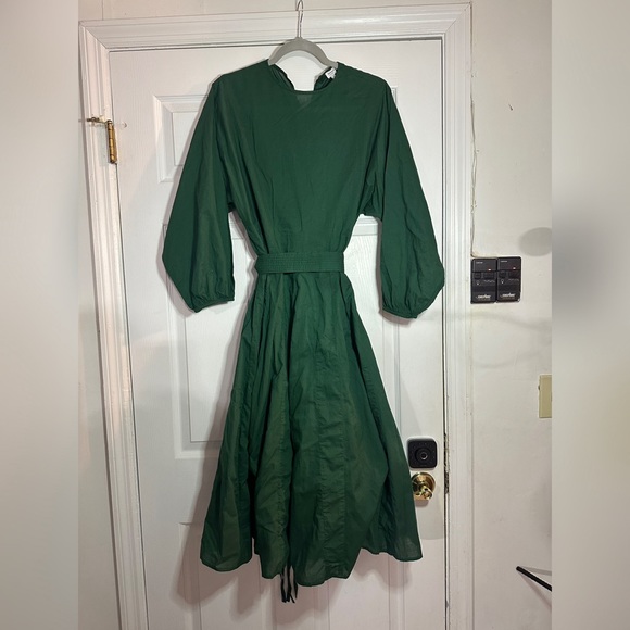 RHODE Resort Crew Neck Midi Hunter Green Dress - Picture 4 of 8